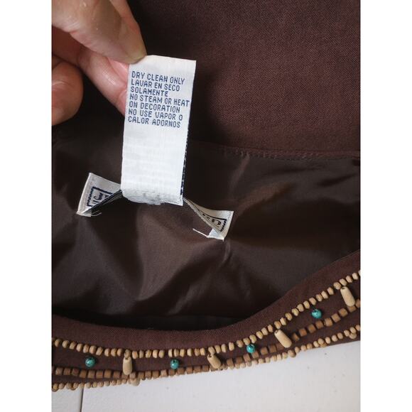 Jessica Howard Dress 10 Medium Brown Beads Bohemian BOHO Shift - Picture 7 of 8